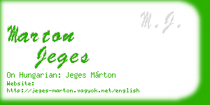 marton jeges business card